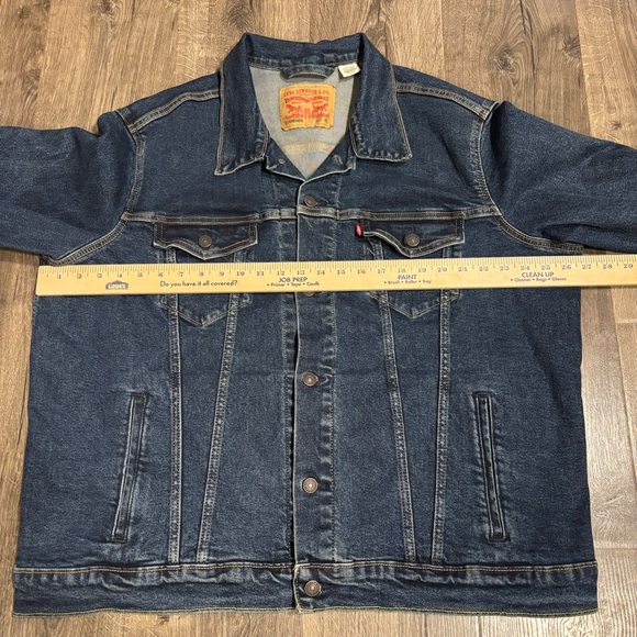 Levi's Denim Trucker Jacket Mens Size XL Dark Blue Wash Long Sleeve - Picture 9 of 12